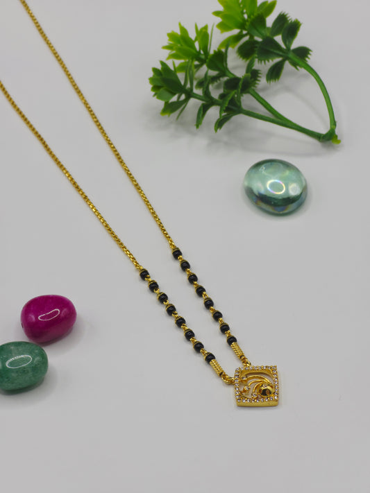 square 18k gold plated mangalsutra